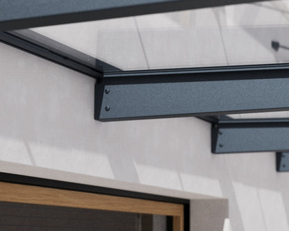 Sophia XL Door Awning 2.9m x 1.4m - Grey Frame with Clear Panel
