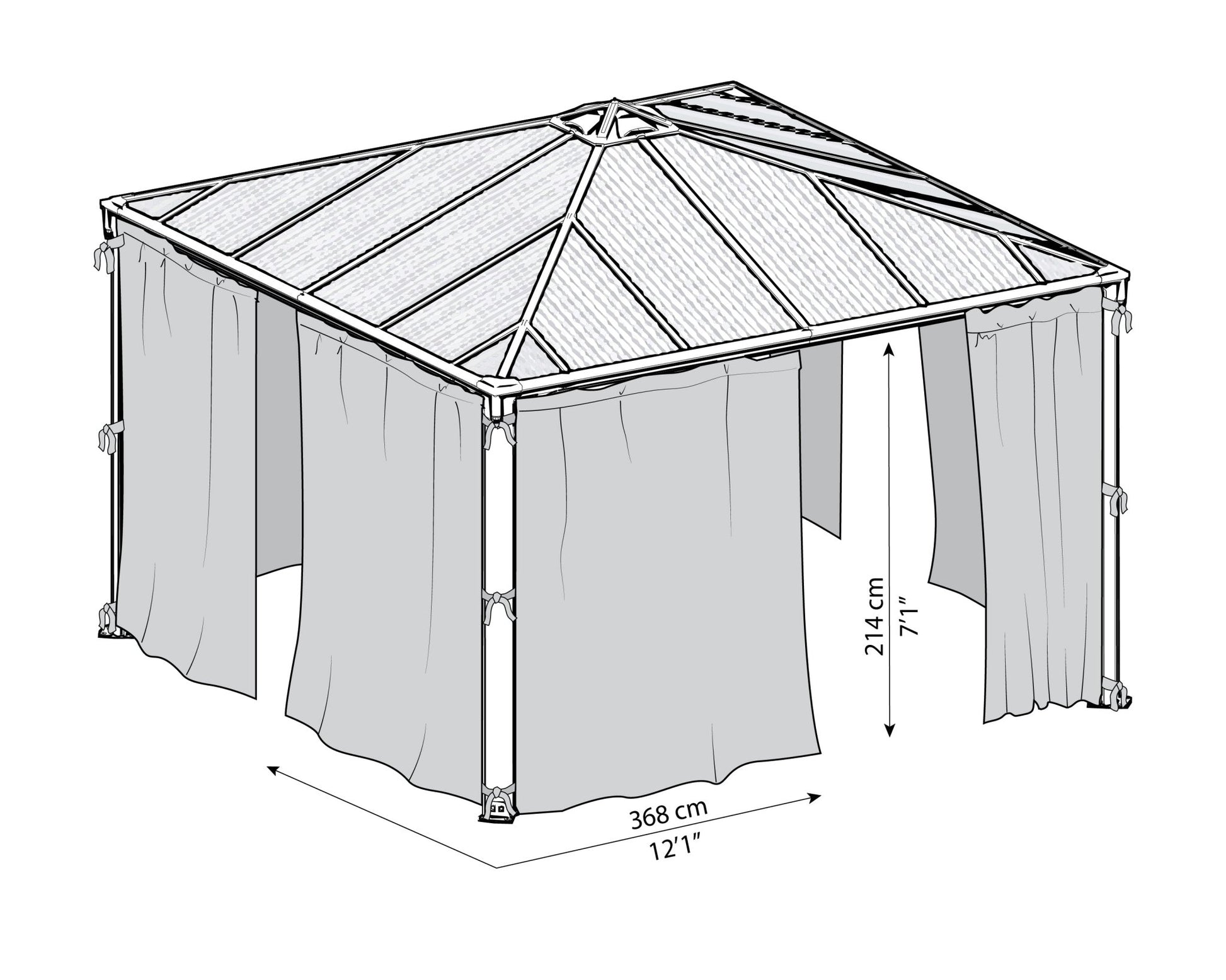 Curtain Set for 3 - 4 m. Garden Gazebo - mazeproducts