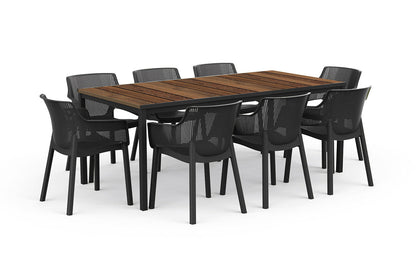 PRE ORDER: NOV. - Keter Signature Porto Dining Table - Walnut Look (2 x 0.9m)