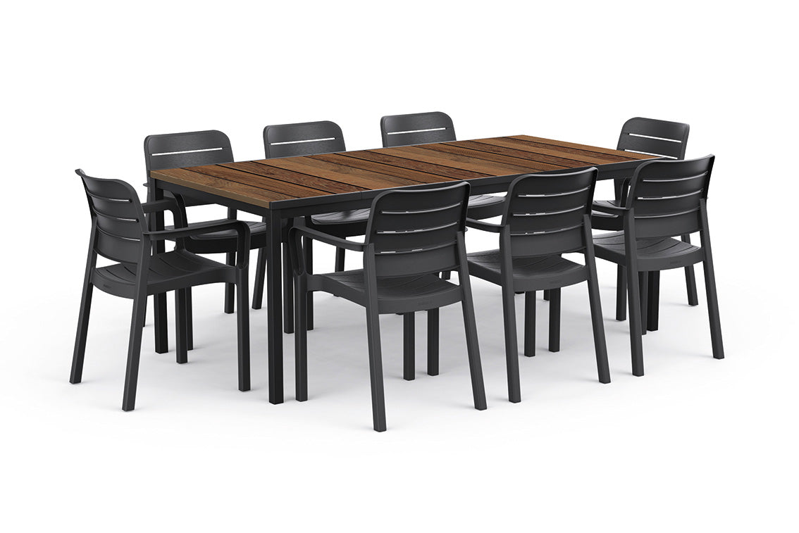 PRE ORDER: NOV. - Keter Signature Porto Dining Table - Walnut Look (2 x 0.9m)