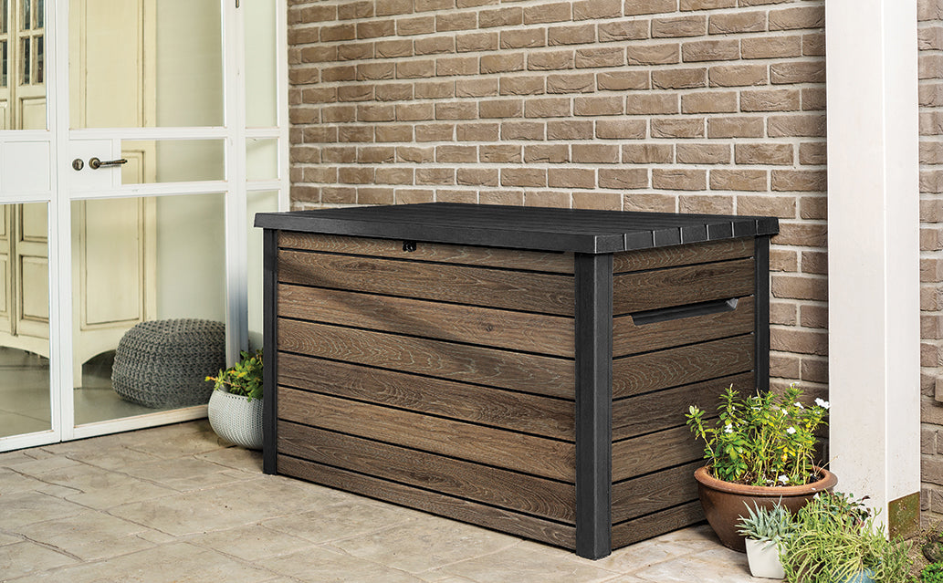 PRE ORDER: OCT. - Keter Signature 870L Storage Box - Walnut Look