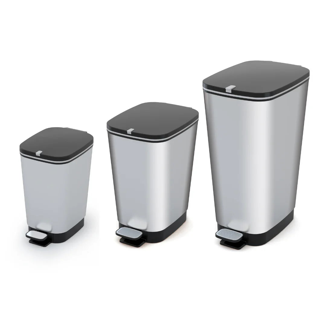 PRE ORDER: OCT. - Curver Chic 10L Pedal Bin - Steel Look