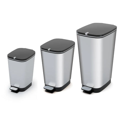 PRE ORDER: OCT. - Curver Chic 10L Pedal Bin - Steel Look