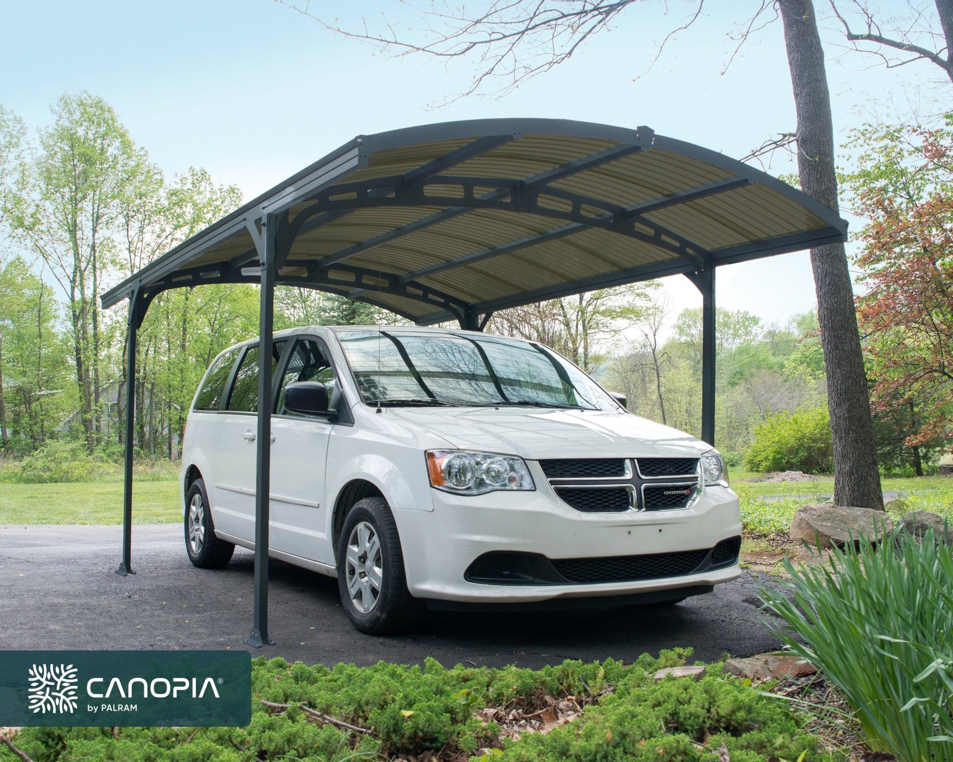 Atlas Carport 2.9m x 4.9m - Grey Frame With Grey Corrugated Roof - mazeproducts