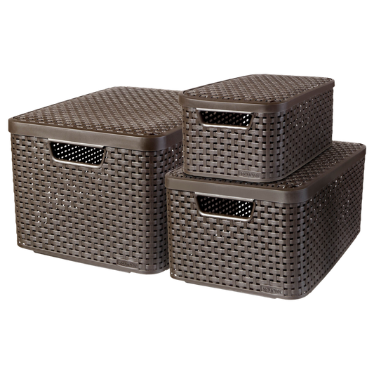 Curver Style Storage Box Set (S+M+L) - Brown