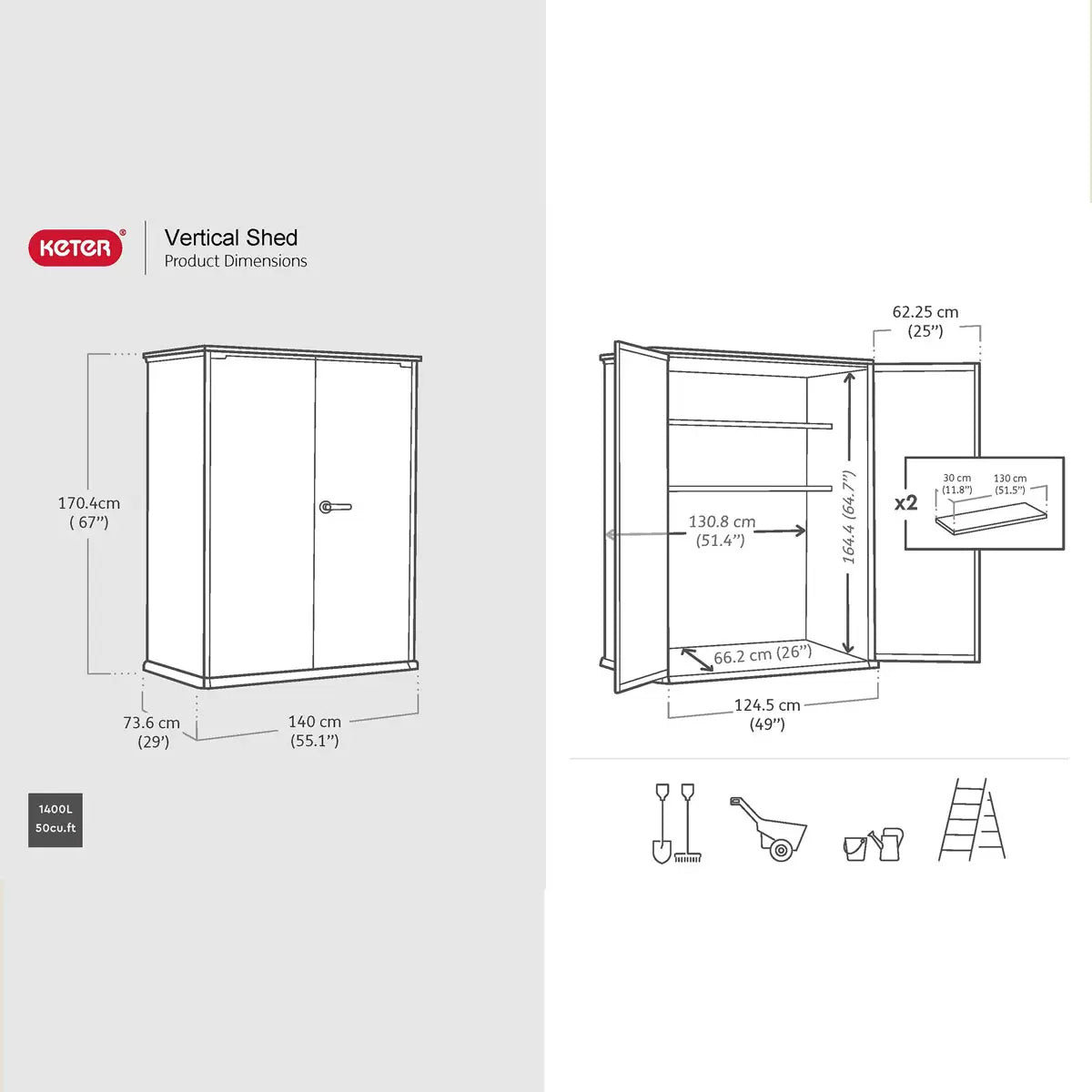 PRE ORDER: SEP.- Keter Signature Vertical Shed - Stormgrey Look