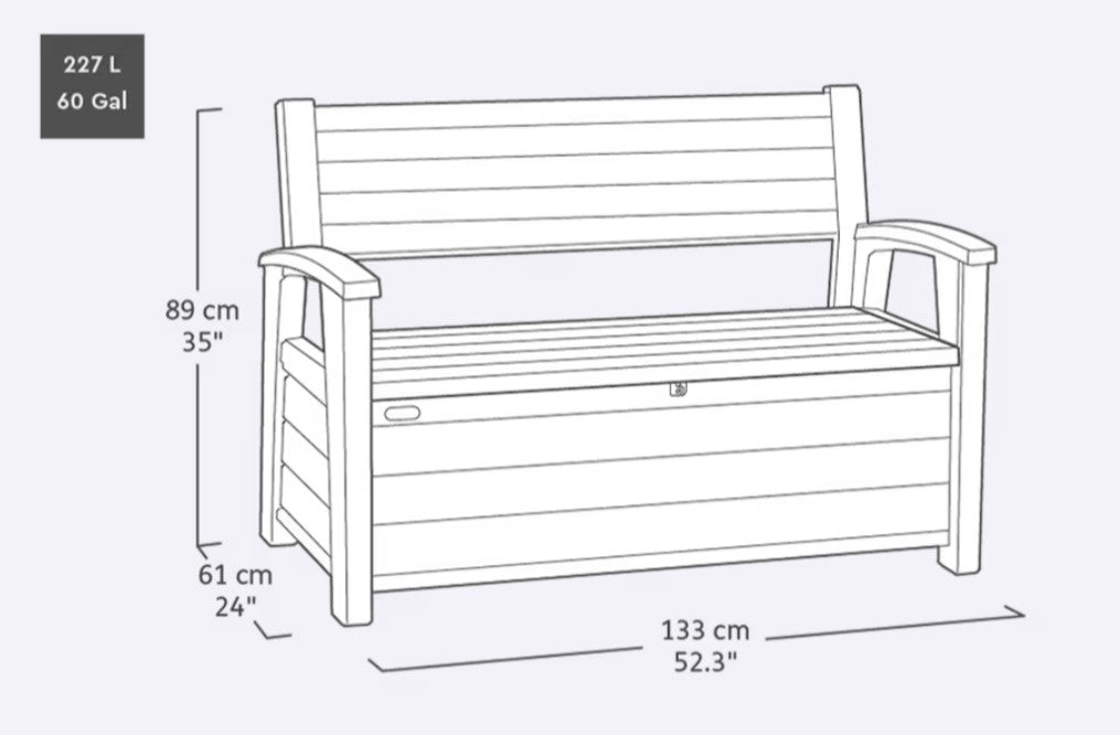 PRE ORDER: OCT. -  Keter Signature 227L Storage Bench - Walnut Look