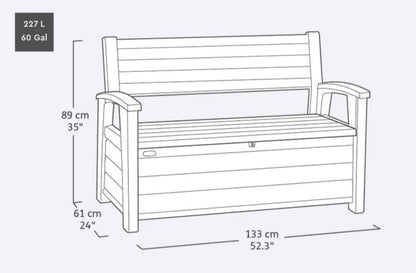 PRE ORDER: OCT. -  Keter Signature 227L Storage Bench - Walnut Look
