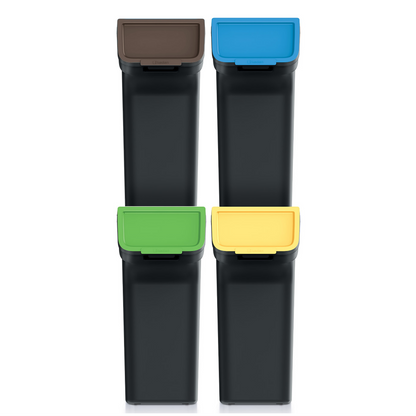 25L STACKBOX Q Waste Separation Bins - Set of 4 - Black