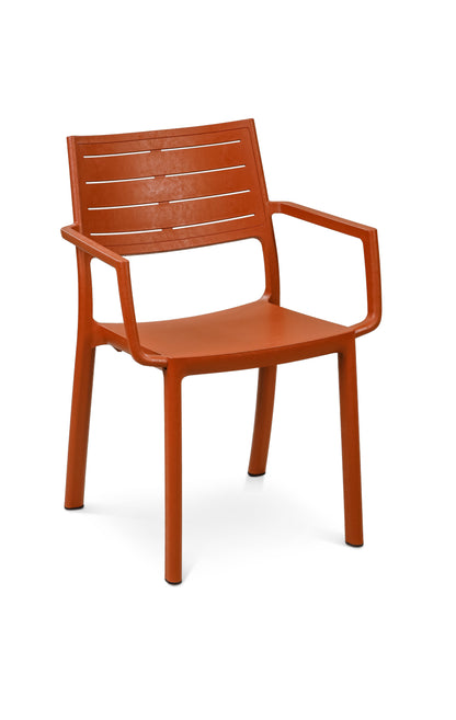 PRE ORDER: SEP. - Keter Metaline Metal Look Dining Chair: Terracotta - 6 Pack