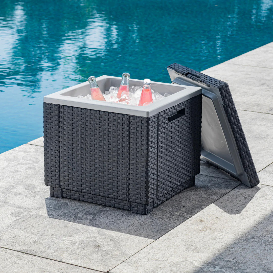 Keter Ice Cube Cooler - Side Table  - Graphite/White