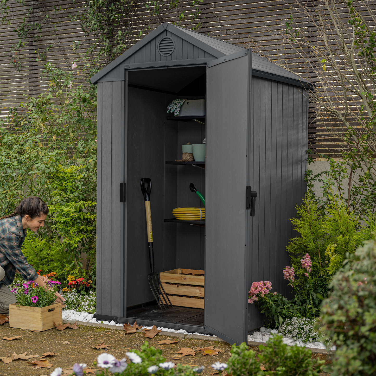 Keter Darwin 4x4 Garden Shed - Grey (1.2 x 1.2m)