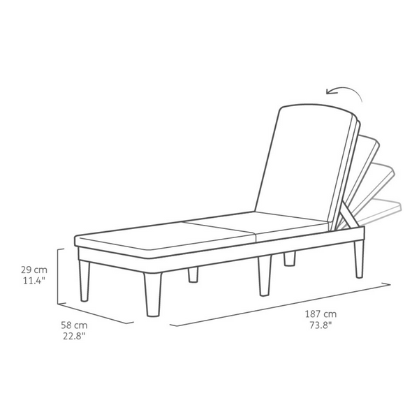 PRE ORDER: SEP. - Keter Jaipur Outdoor Sun Lounger with Cushion