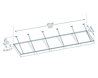 Sophia XL Door Awning 4.7m x 1.4m - Grey Frame with Clear Panel