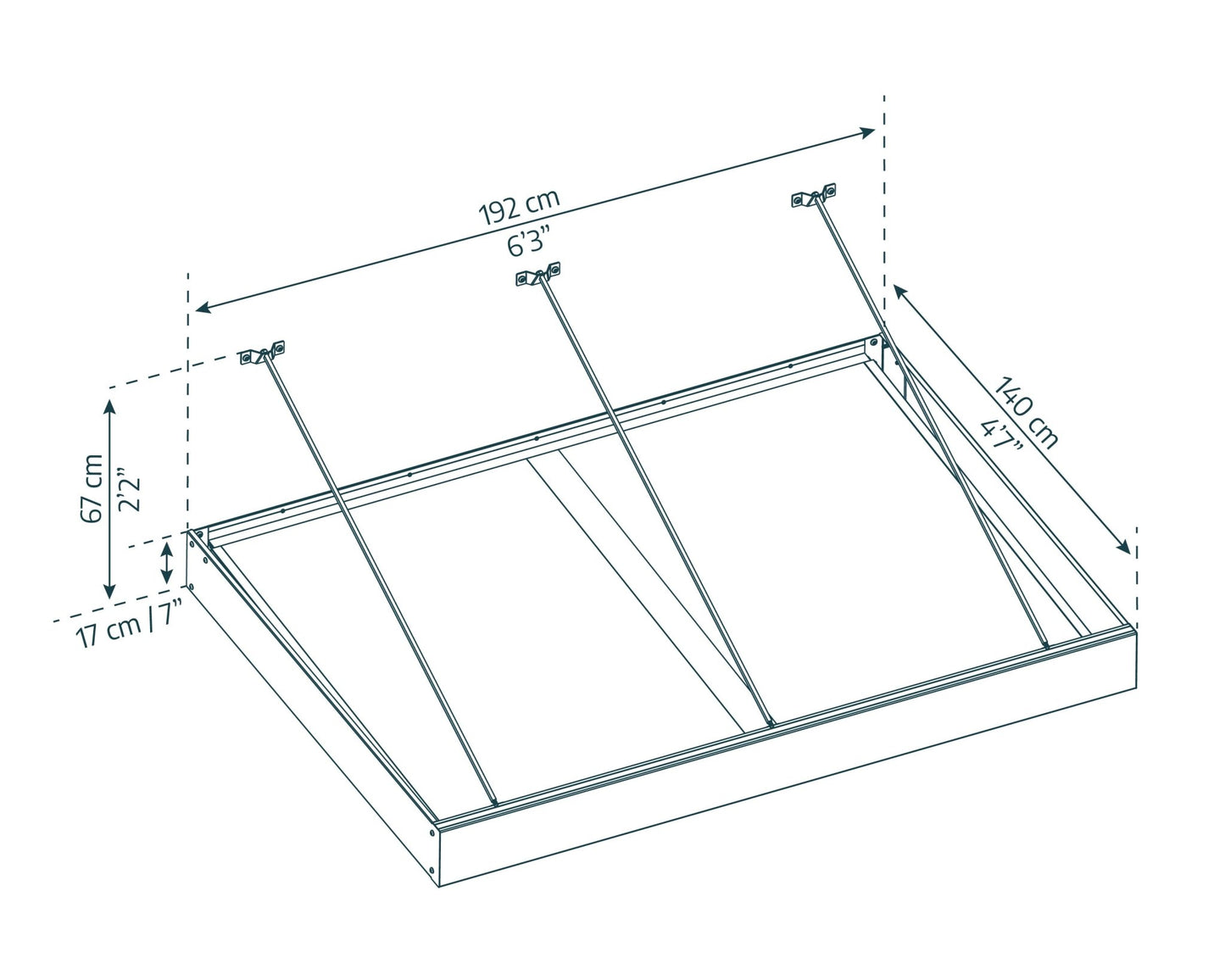 Sophia XL Door Awning 1.9m x 1.4m - Grey Frame with Clear Panel - mazeproducts