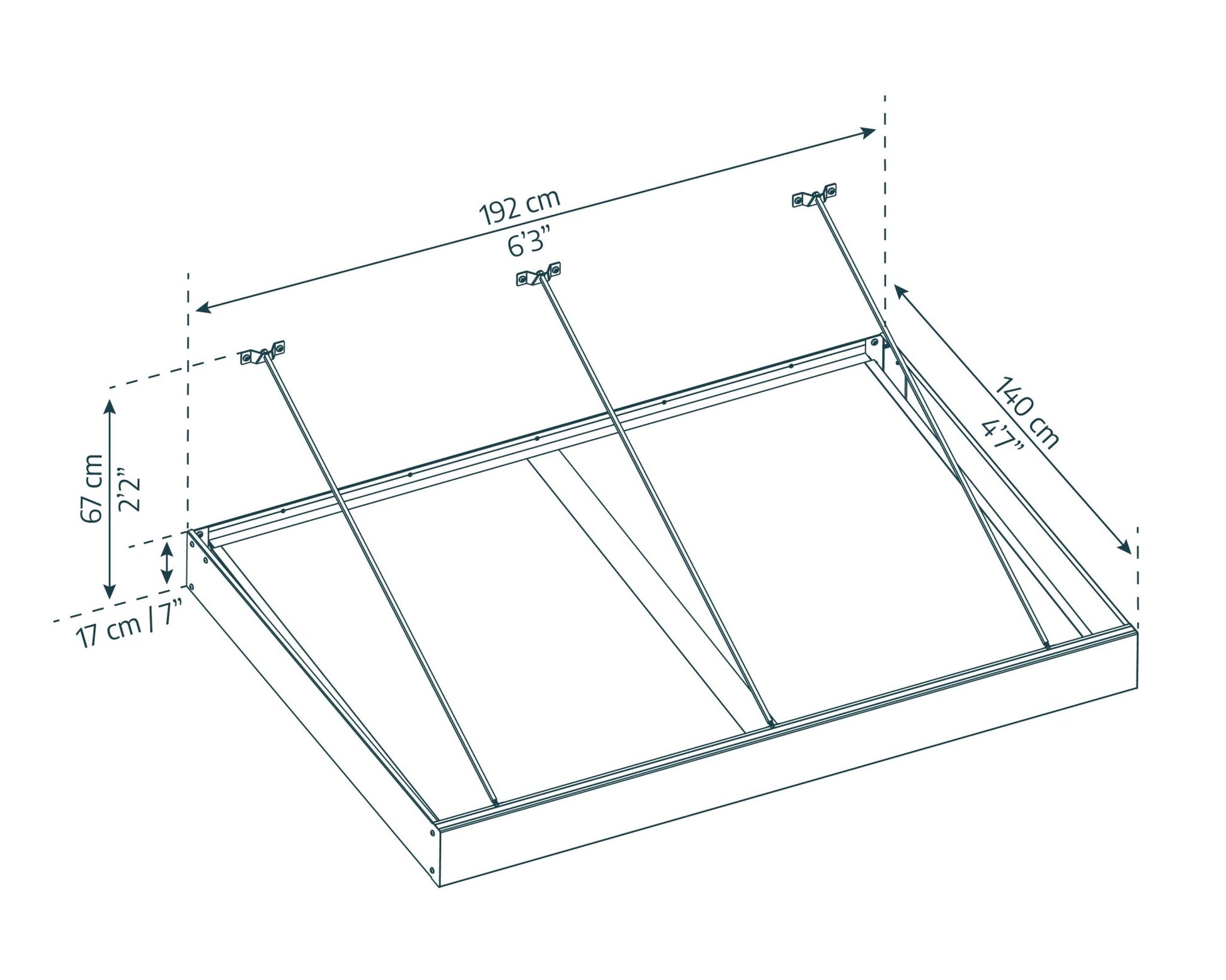 Sophia XL Door Awning 1.9m x 1.4m - Grey Frame with Clear Panel - mazeproducts