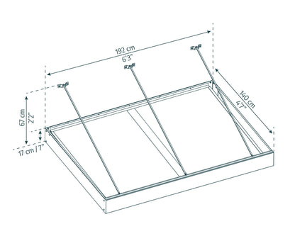 Sophia XL Door Awning 1.9m x 1.4m - Grey Frame with Clear Panel - mazeproducts