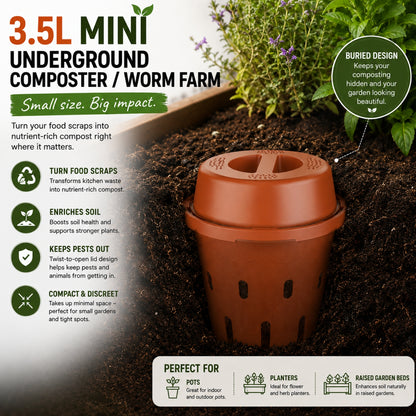 3.5L MINI Underground Composter / Worm Farm - 3 Pack