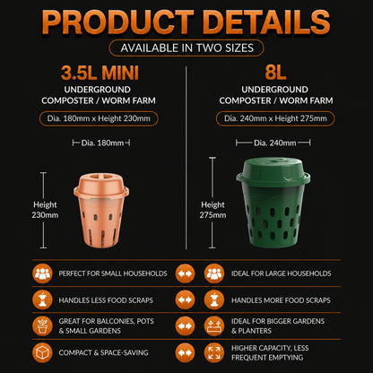 3.5L MINI Underground Composter / Worm Farm - 3 Pack