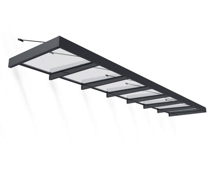 Sophia XL Door Awning 6.6m x 1.4m - Grey Frame with Clear Panel