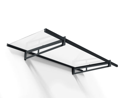 Bremen Door Awning 2.1m x 0.9m - Grey Frame With Clear Panel