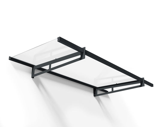 Bremen Door Awning 2.1m x 0.9m - Grey Frame With Clear Panel