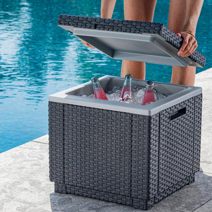 Keter Ice Cube Cooler - Side Table  - Graphite/White