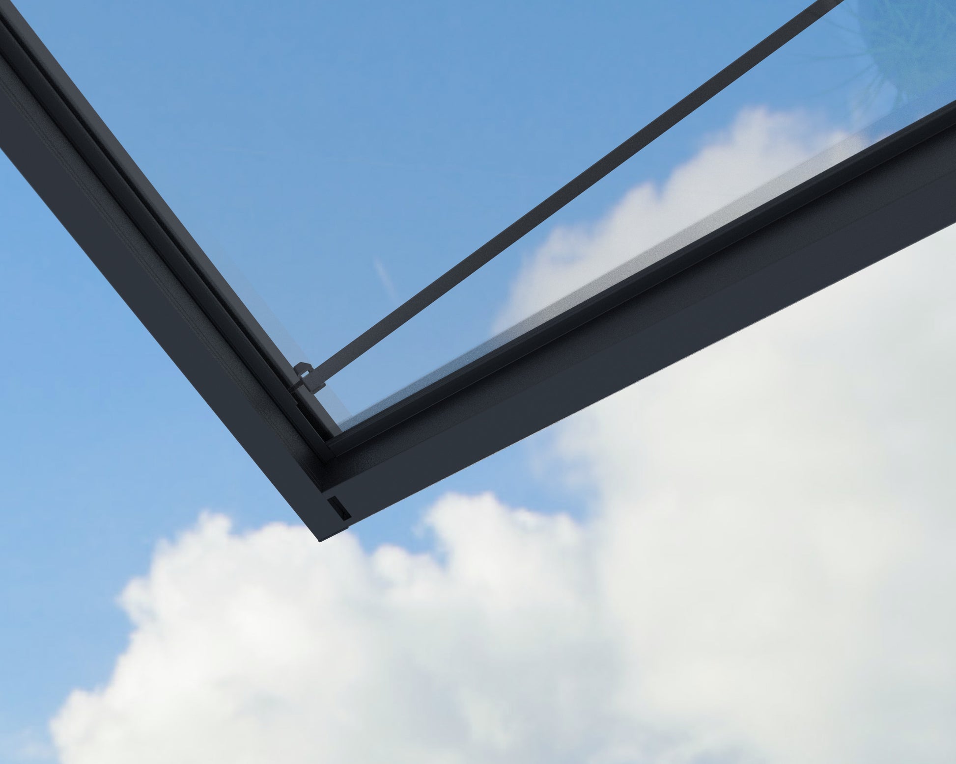 Sophia XL Door Awning 5.7m x 1.4m - Grey Frame with Clear Panel