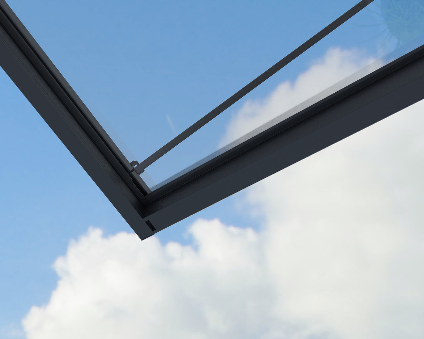 Sophia XL Door Awning 3.8m x 1.4m - Grey Frame with Clear Panel