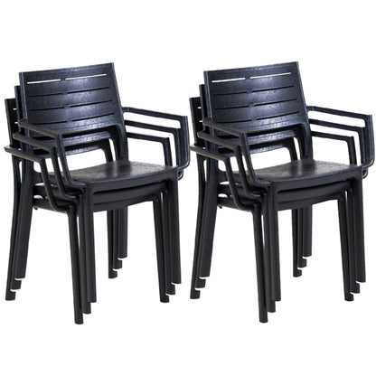Keter Metaline Metal Look Dining Chair : Black - 6 PACK