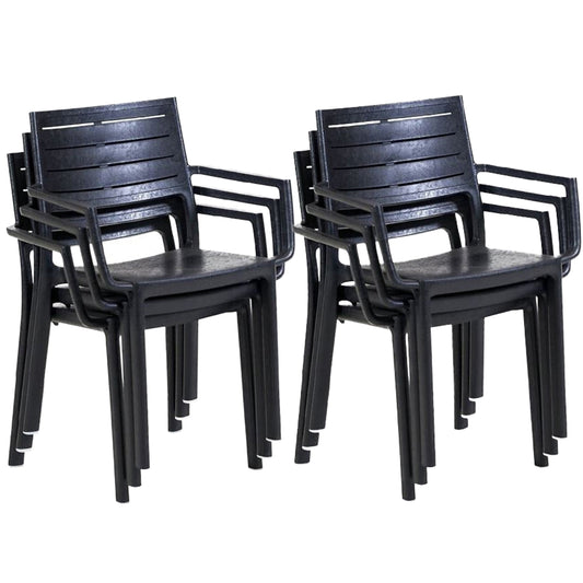 Keter Metaline Metal Look Dining Chair : Black - 6 PACK