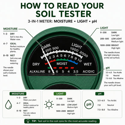 3 in 1 soil pH moisture meter