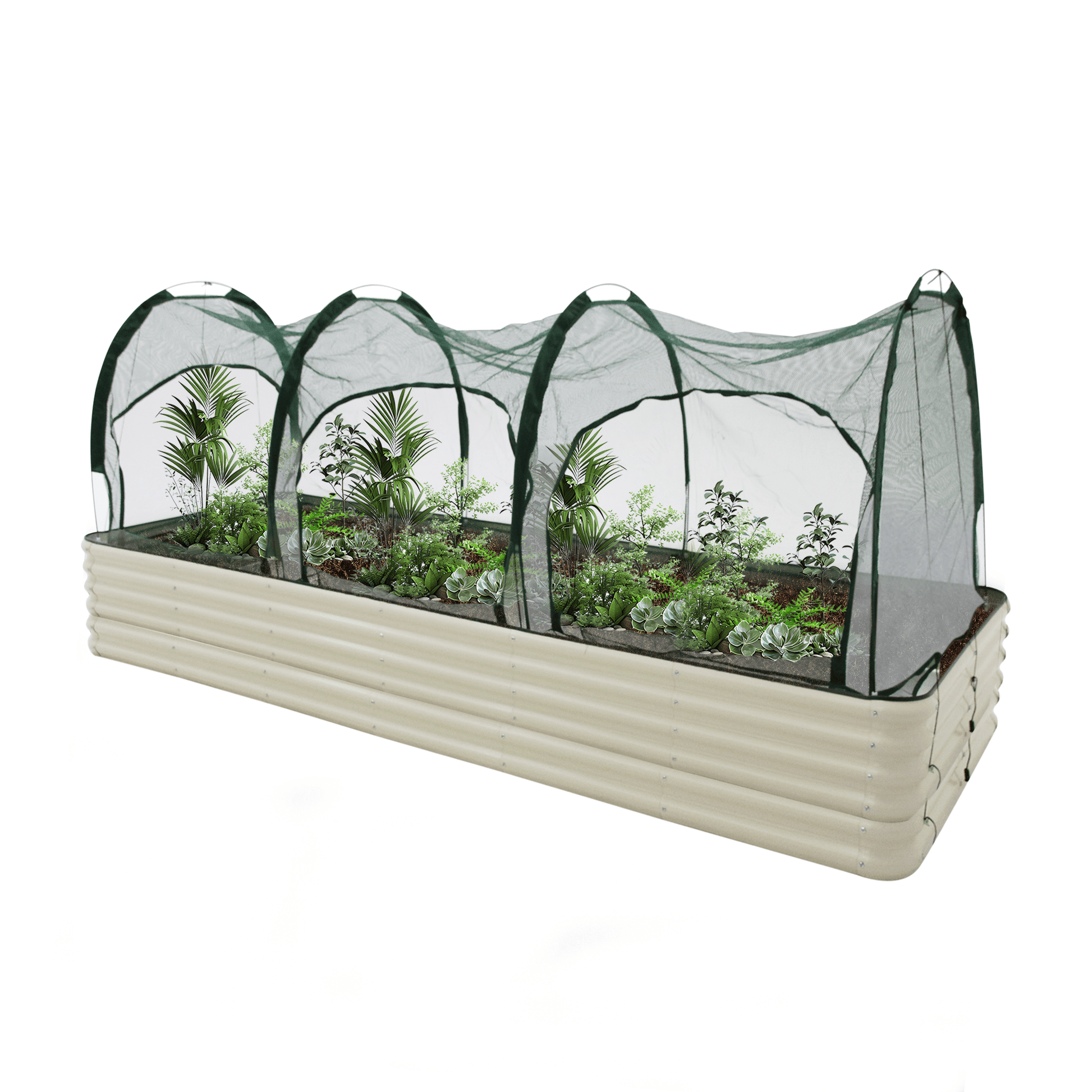 Raised Garden Bed (Height 43cm) with 3m Net Tunnel - mazeproducts