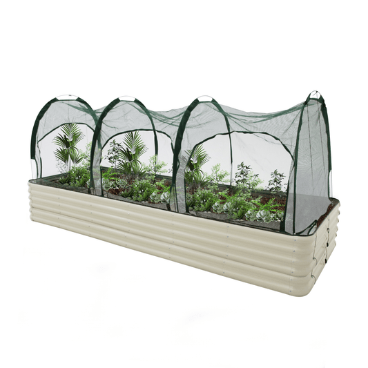 Raised Garden Bed (Height 43cm) with 3m Net Tunnel - mazeproducts