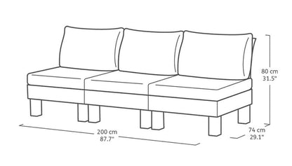 Keter Elements 3 Seater Sofa