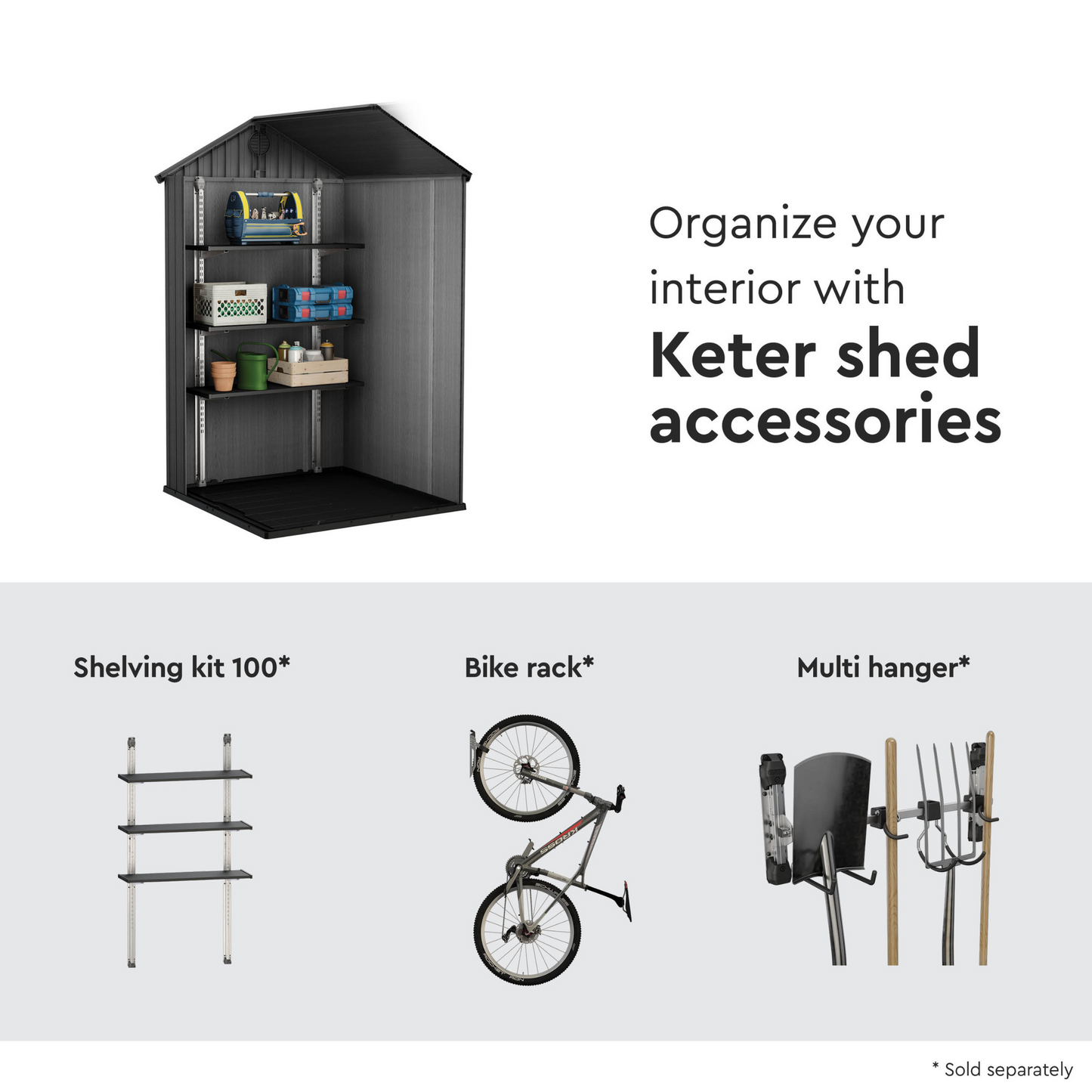 Keter Darwin 4x4 Garden Shed - Grey (1.2 x 1.2m)
