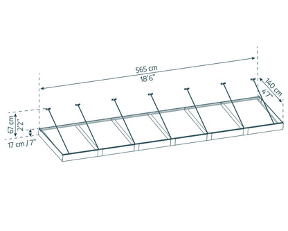 Sophia XL Door Awning 5.7m x 1.4m - Grey Frame with Clear Panel