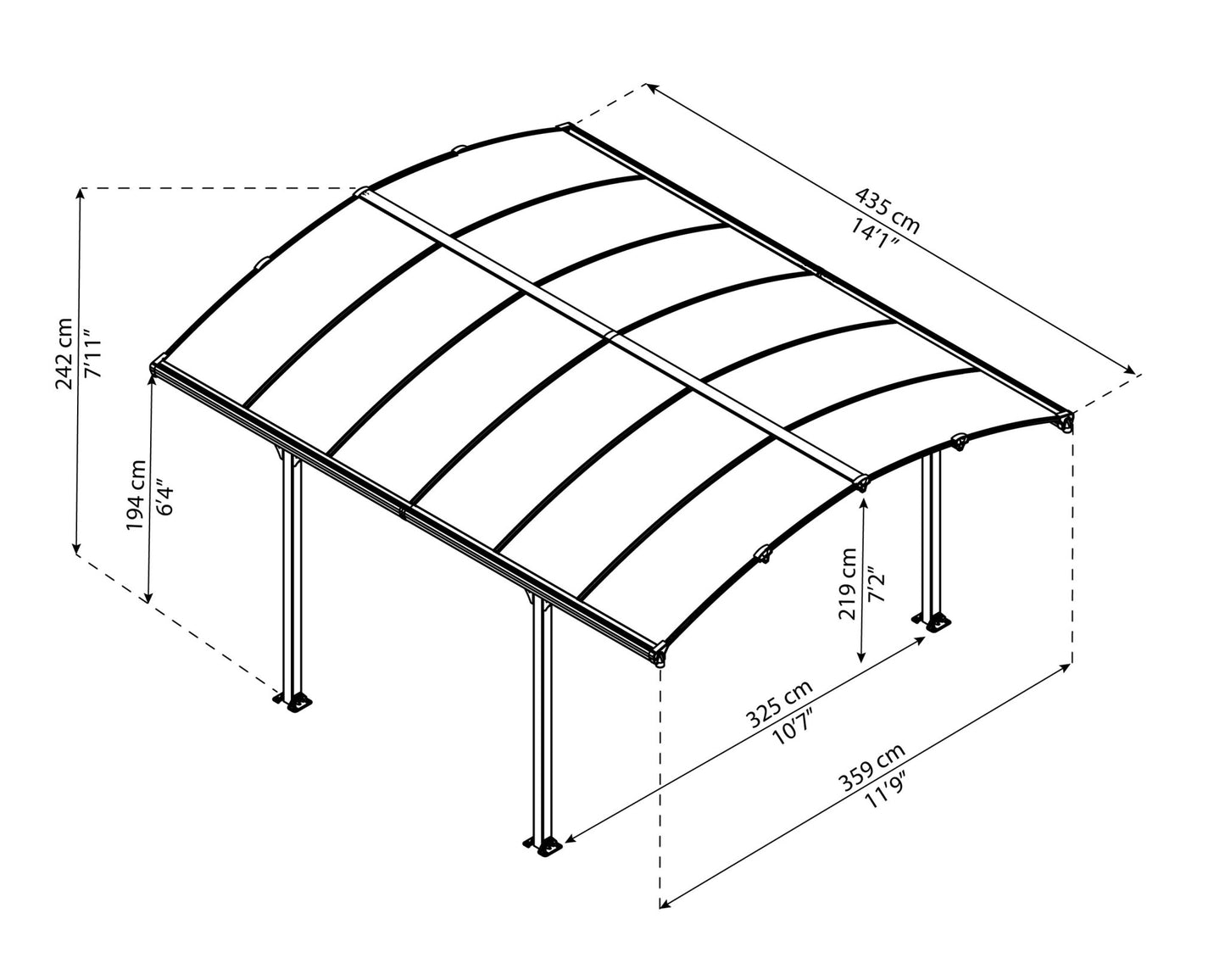 Tucson Gazebo 3.6m x 4.4m - Grey Frame With Grey Roof - mazeproducts
