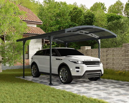 Atlas Carport 2.9m x 4.9m - Grey Frame With Grey Corrugated Roof - mazeproducts