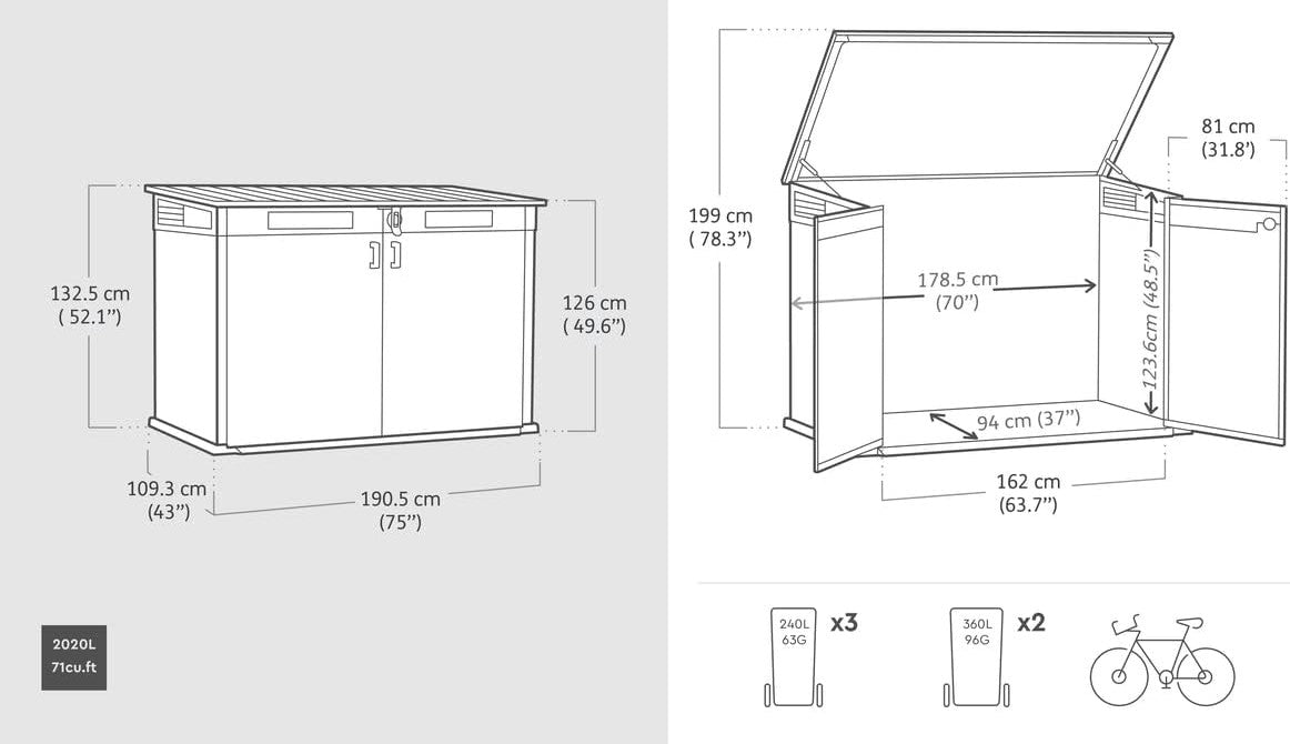 PRE ORDER: OCT.- Keter Signature Horizontal Shed - Stormgrey Look