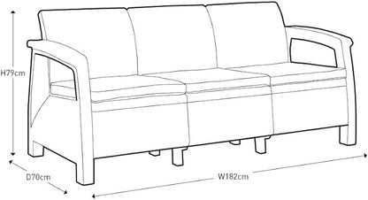 PRE ORDER: OCT. - Keter Corfu 3 Seater Sofa