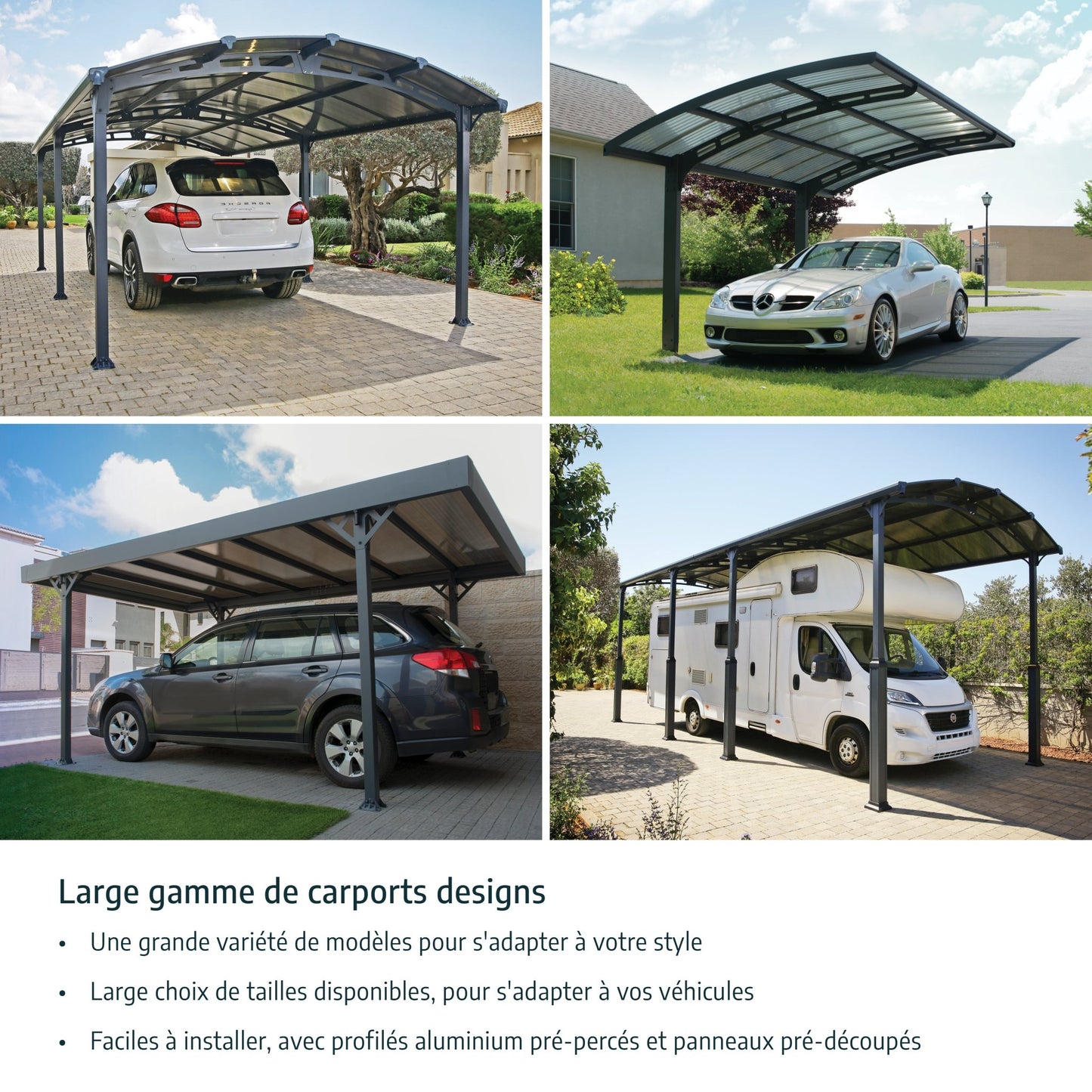 Arcadia Carport 3.6m x 4.4m - Grey Frame With Grey Roof - mazeproducts