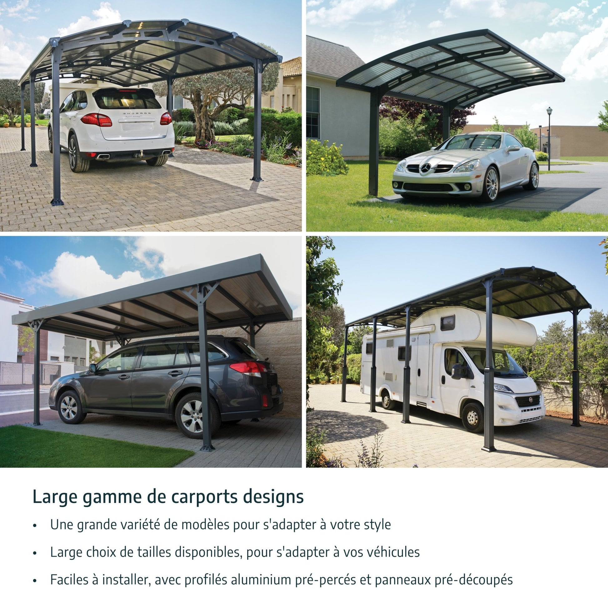 Arcadia Carport 3.6m x 4.4m - Grey Frame With Grey Roof - mazeproducts