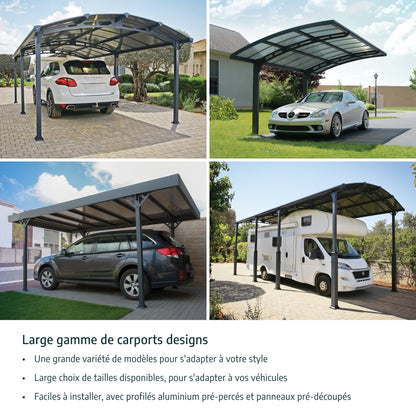 Atlas Carport 2.9m x 4.9m - Grey Frame With Grey Corrugated Roof - mazeproducts