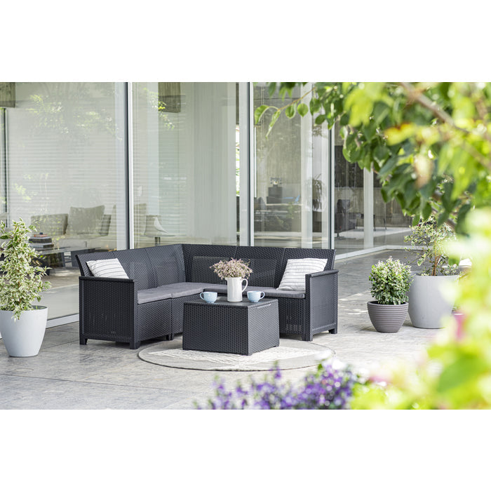 Keter Emma Corner Lounge Set - With Storage Table