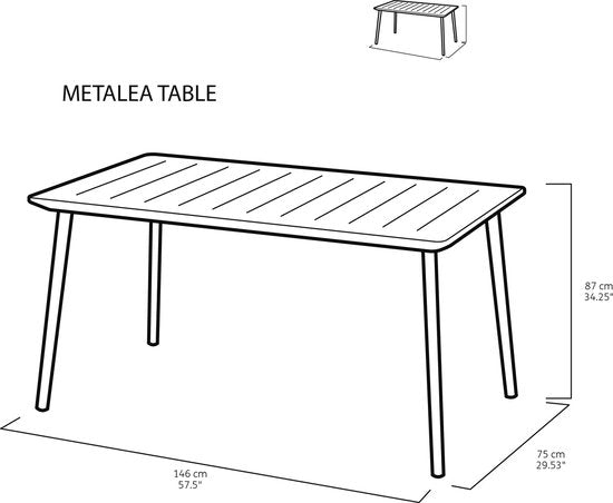 Keter Metalea Metal Look Dining Table : Black