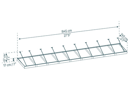 Sophia XL Door Awning 8.5m x 1.4m - Grey Frame with Clear Panel