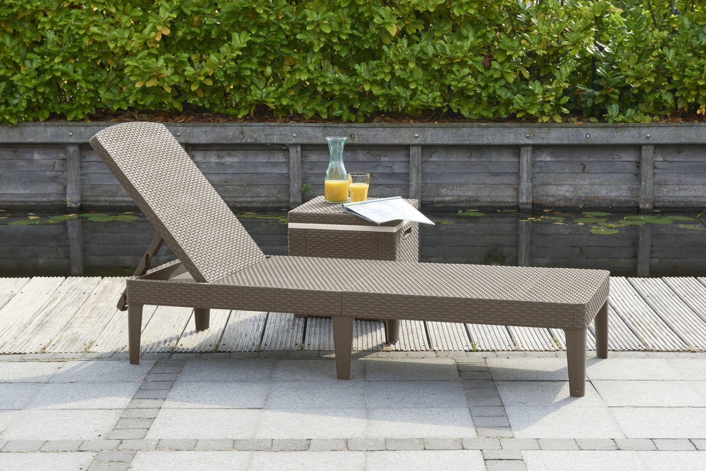 PRE ORDER: SEP. - Keter Jaipur Outdoor Sun Lounger with Cushion - Cappuccino - 2 Pack