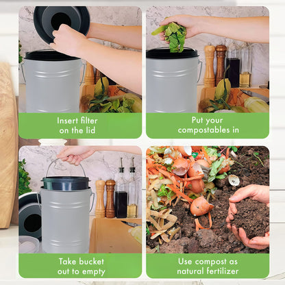 5L Metal Caddy with Inner Bucket & Carbon Filter
