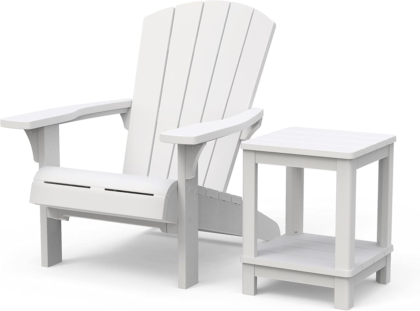 Keter Alpine Adirondack Set with Deluxe Table - White